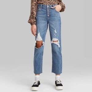 Wild Fable High Rise Straight Distressed Jeans